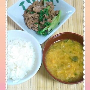 しろ菜と牛肉の炒めもの